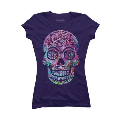 Junior's Design By Humans Halloween Sugar Skull By Honeytree T-Shirt 8 Junior's Design By Humans Halloween Sugar Skull By Honeytree T-Shirt - Image 6