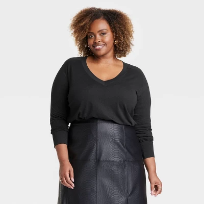 Women's Long Sleeve Relaxed V-Neck T-Shirt - Ava & Viv™ 5 Women's Long Sleeve Relaxed V-Neck T-Shirt - Ava & Viv™ - Image 3