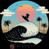Junior's Design By Humans Summer Big Wave Surf Vibes By Vincenttrinidad T-Shirt