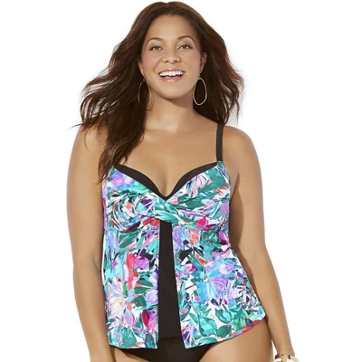 Swimsuits For All Women’s Plus Size Faux Flyaway Underwire Tankini Top 8 Swimsuits For All Women’s Plus Size Faux Flyaway Underwire Tankini Top - Image 6