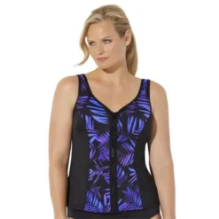 Swimsuits For All Women’s Plus Size Chlorine Resistant Sweetheart Zip Front Tankini Top -Mizuno Shop GUEST 0744fc25 015a 4fdc 96f6 29a88021ece6