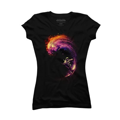 Junior's Design By Humans Space Surfing By Nicebleed T-Shirt 5 Junior's Design By Humans Space Surfing By Nicebleed T-Shirt - Image 3