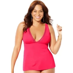 Swimsuits For All Women’s Plus Size Plunge Flared Tankini Top -Mizuno Shop GUEST 0ccec5f3 0692 4dbd 9466 61e9c2e893fb