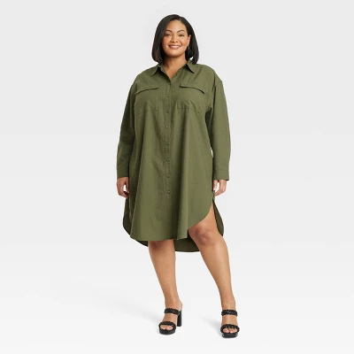 Women's Long Sleeve Button-Down Midi Shirtdress - Ava & Viv™ 7 Women's Long Sleeve Button-Down Midi Shirtdress - Ava & Viv™ - Image 5