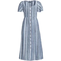 Lands' End Women's Linen Sweetheart Button Front Midi Dress 10 Lands' End Women's Linen Sweetheart Button Front Midi Dress -Mizuno Shop GUEST 0f20f1f9 1498 49ed 9cec 97694b277e6c