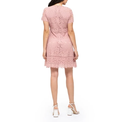 August Sky Women's Scalloped Lace Mini Dress 3 August Sky Women's Scalloped Lace Mini Dress