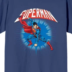 Superman Character Art Crew Neck Short Sleeve Navy Women's T-shirt