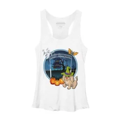 Women's Design By Humans Puppy Dog Witch Hat Halloween Ghost By Fractals Racerback Tank Top -Mizuno Shop GUEST 15661450 7eb1 4a6c 90d3 f50326e327d6