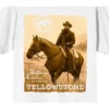 Yellowstone Rip Wheeler On Horse Poster Art Crew Neck Short Sleeve Women's White T-shirt