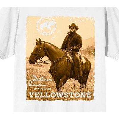 Yellowstone Rip Wheeler On Horse Poster Art Crew Neck Short Sleeve Women's White T-shirt 3 Yellowstone Rip Wheeler On Horse Poster Art Crew Neck Short Sleeve Women's White T-shirt