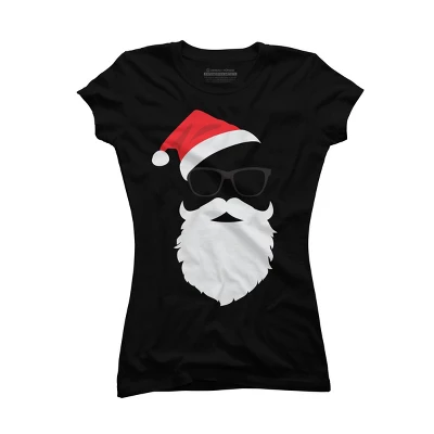 Junior's Design By Humans Hipster Santa Face With Hat Beard & Glasses Christmas By TronicTees T-Shirt 5 Junior's Design By Humans Hipster Santa Face With Hat Beard & Glasses Christmas By TronicTees T-Shirt - Image 3