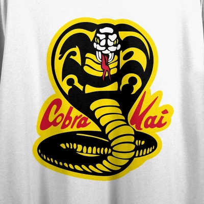 Cobra Kai Yellow And Black Cobra Women's White 21" Cropped T-shirt 3 Cobra Kai Yellow And Black Cobra Women's White 21" Cropped T-shirt