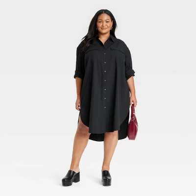 Women's Long Sleeve Button-Down Midi Shirtdress - Ava & Viv™ 4 Women's Long Sleeve Button-Down Midi Shirtdress - Ava & Viv™ - Image 2