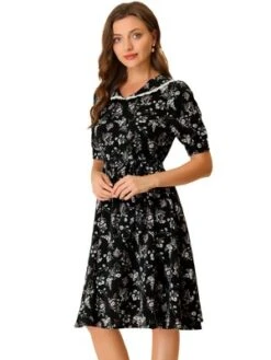 Allegra K Women's Vintage Floral Peter Pan Collar High Waist Puff Sleeve A-line Flowy Midi Dress 20 Allegra K Women's Vintage Floral Peter Pan Collar High Waist Puff Sleeve A-line Flowy Midi Dress -Mizuno Shop GUEST 1d9e8295 cfab 4a0d 92be b5acee272261