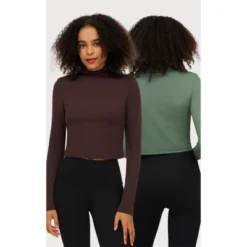 Yogalicious Womens 2 Pack Zenly Evelyn Long Sleeve Mock Neck Crop Top -Mizuno Shop GUEST 1eef1fe6 77f3 4d47 8bbb 8b317507c338