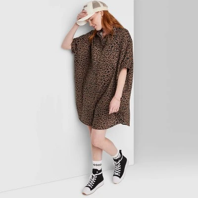 Women's Ascot + Hart Leopard Print Graphic Button-Down Dress - Brown 5 Women's Ascot + Hart Leopard Print Graphic Button-Down Dress - Brown - Image 3