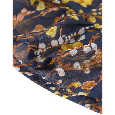 Allegra K Women's Floral A-line Smocked Waist Tiered Ruffled Chiffon Mini Dress 7 Allegra K Women's Floral A-line Smocked Waist Tiered Ruffled Chiffon Mini Dress - Image 5