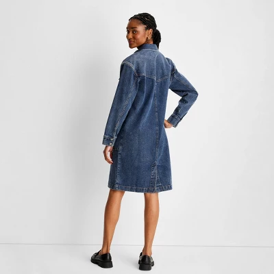 Women's Long Sleeve Button-Up Denim Midi Dress - Future Collective™ With Reese Blutstein Blue Denim 3 Women's Long Sleeve Button-Up Denim Midi Dress - Future Collective™ With Reese Blutstein Blue Denim