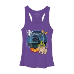 Women's Design By Humans Puppy Dog Witch Hat Halloween Ghost By Fractals Racerback Tank Top -Mizuno Shop GUEST 26e8f444 3d8d 482d b19a 9fe64f6a7692