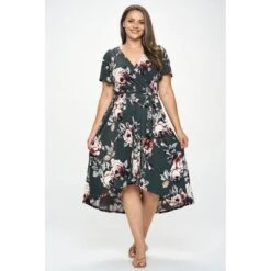 WEST K Women's Georgia Plus Size Faux-Wrap Dress With High-Low Hem And Tie Waist -Mizuno Shop GUEST 27c1daed 7c7e 4797 b54d 3915e461be87