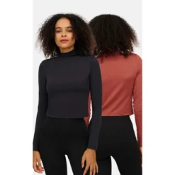Yogalicious Womens 2 Pack Zenly Evelyn Long Sleeve Mock Neck Crop Top -Mizuno Shop GUEST 2880ed9e 4770 4675 bd3b 665a0a3e4315