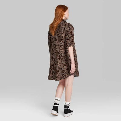 Women's Ascot + Hart Leopard Print Graphic Button-Down Dress - Brown 4 Women's Ascot + Hart Leopard Print Graphic Button-Down Dress - Brown - Image 2