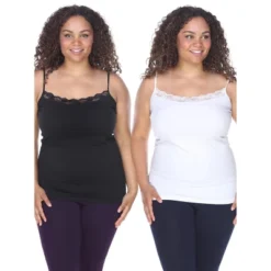 Women's Plus Size Lace Tank Tops Pack Of 2 - One Size Fits Most Plus - White Mark -Mizuno Shop GUEST 2d444117 5240 47d1 b7be f0a2bb18d969