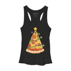 Women's Design By Humans Pizza Christmas Tree By Leroystubbles Racerback Tank Top -Mizuno Shop GUEST 30410b3c b369 44da 9e1b 131d444c7d9a