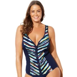 Swimsuits For All Women’s Plus Size Chlorine Resistant Sweetheart Zip Front Tankini Top -Mizuno Shop GUEST 3158b3c6 763a 4c91 8851 a08fd0116a36