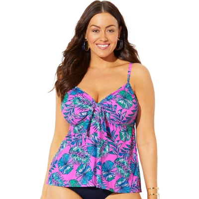 Swimsuits For All Women’s Plus Size Tie Front Underwire Tankini Top 11 Swimsuits For All Women’s Plus Size Tie Front Underwire Tankini Top - Image 9