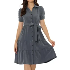 Allegra K Women's Summer V Neck Short Sleeve Button Down Tie Waist Chambray Shirt Dress 13 Allegra K Women's Summer V Neck Short Sleeve Button Down Tie Waist Chambray Shirt Dress -Mizuno Shop GUEST 360fd04c f7a7 47d3 a5a1 84f335522d4c