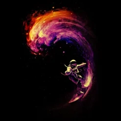 Junior's Design By Humans Space Surfing By Nicebleed T-Shirt