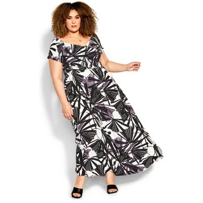 Women's Plus Size Skye Print Maxi Dress - Ivory | CITY CHIC 5 Women's Plus Size Skye Print Maxi Dress - Ivory | CITY CHIC - Image 3