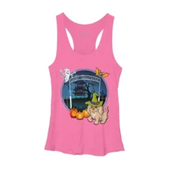 Women's Design By Humans Puppy Dog Witch Hat Halloween Ghost By Fractals Racerback Tank Top -Mizuno Shop GUEST 39ba0fb9 0710 4a20 9fca fd7074387019