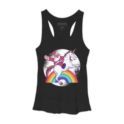Women's Design By Humans Christmas Cartoon Santa Riding A Unicorn By Rasok Racerback Tank Top -Mizuno Shop GUEST 3a84bc05 0ef8 4c2f 8c8d 90ff0ceb849b