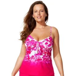 Swimsuits For All Women’s Plus Size Tie Front Underwire Tankini Top