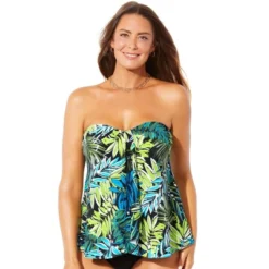 Swimsuits For All Women’s Plus Size Flyaway Bandeau Tankini Top
