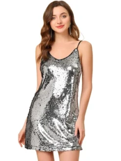 Allegra K Women's Glitter Sparkle Adjustable Prom Strap Mini Sequin Dress -Mizuno Shop GUEST 3d9e7465 f37c 42e6 8e1b 7ed1b90afe18