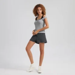 Women's 2pk Ruched Tank Top- Gray & Black