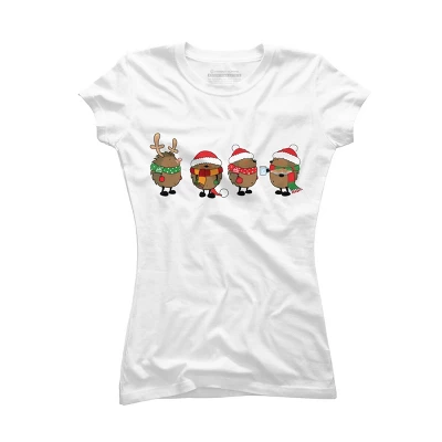 Junior's Design By Humans Christmas Hedgehogs By Mangulica T-Shirt 6 Junior's Design By Humans Christmas Hedgehogs By Mangulica T-Shirt - Image 4