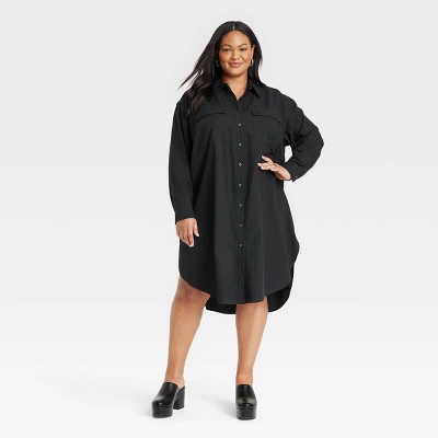 Women's Long Sleeve Button-Down Midi Shirtdress - Ava & Viv™ 5 Women's Long Sleeve Button-Down Midi Shirtdress - Ava & Viv™ - Image 3