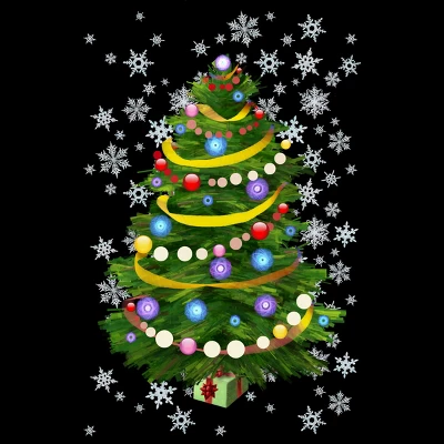 Junior's Design By Humans Christmas Tree And Snowflakes By IvaW T-Shirt 3 Junior's Design By Humans Christmas Tree And Snowflakes By IvaW T-Shirt