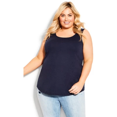 Women's Plus Size Plain Tank - Navy | AVENUE 6 Women's Plus Size Plain Tank - Navy | AVENUE - Image 5
