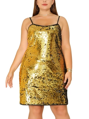 Agnes Orinda Women's Plus Size Glitter Sequin Spaghetti Strap Party Clubwear Mini Dress 3 Agnes Orinda Women's Plus Size Glitter Sequin Spaghetti Strap Party Clubwear Mini Dress