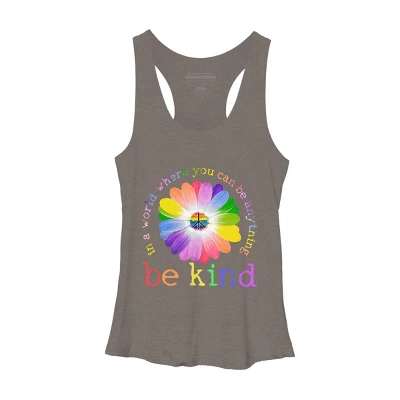 Women's Design By Humans In A World Where You Can Be Anything Be Kind Lgbt By DragonTee Racerback Tank Top 4 Women's Design By Humans In A World Where You Can Be Anything Be Kind Lgbt By DragonTee Racerback Tank Top - Image 3