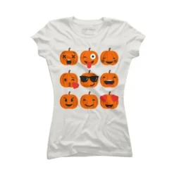 Junior's Design By Humans Halloween Pumpkins Emoji By Honeytree T-Shirt -Mizuno Shop GUEST 44c6095d 1ae8 45c6 b440 e8d2126446f8