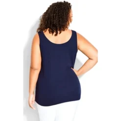 Women's Plus Size Plain Tank - Navy | AVENUE