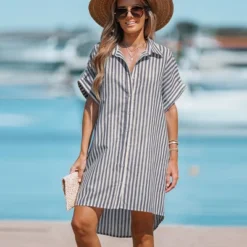 Women's Striped Mini Shirt Dress - Cupshe -Mizuno Shop GUEST 47350545 2dd4 42e2 afb1 02182b10dfec