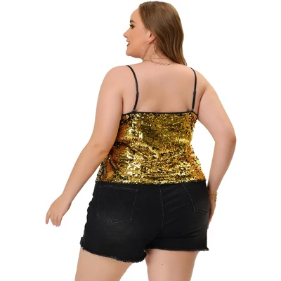 Agnes Orinda Plus Size Tops For Women Sequined Shining Camisole Club Party Sparkle Cami Top 5 Agnes Orinda Plus Size Tops For Women Sequined Shining Camisole Club Party Sparkle Cami Top - Image 3