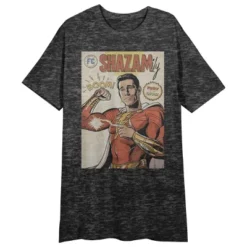 Shazam 2 Fury Of The Gods Illustrated Poster Art Crew Neck Short Sleeve Charcoal Heather Women's Night Shirt -Mizuno Shop GUEST 4a9f8c71 d490 4efe 8064 343f69af59da